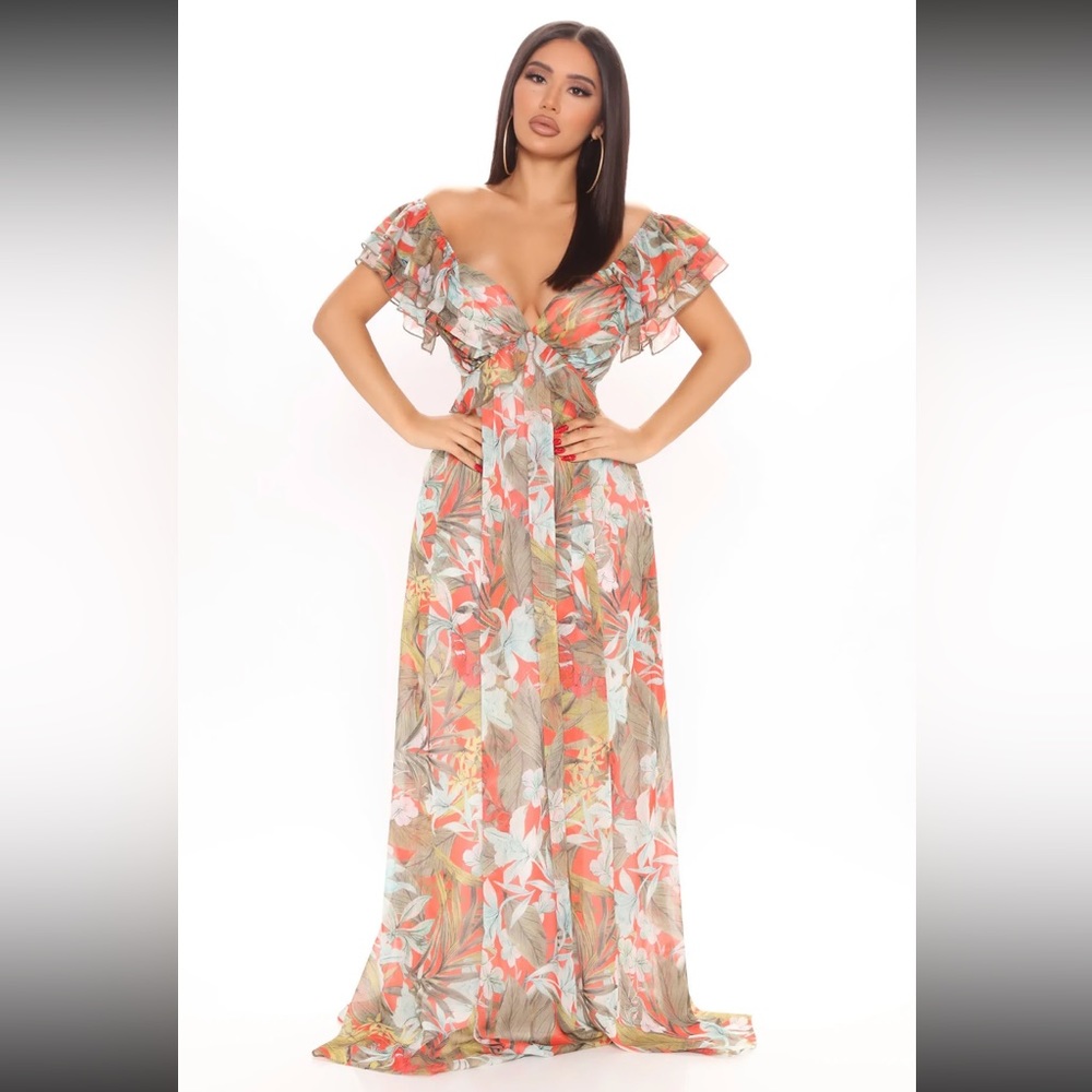 Bring Me Mimosas Maxi Dress - Orange/combo